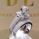 Promise Rings for Couples Jewelry Fashion 925 Sterling Silver Shiny Full Diamond AAA Cubic Zirconia Solitaire Rings CZ Diamond Ring Set Eternity Engagement Wedding Band Set Women Cocktail Ring (9)