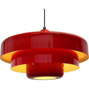 Mid Century Pendant Light Fixtures Red Ceiling Pendant Lighting 3-Layer Metal Shade Design Vintage Hanging Light Flush Mount Light for Dining Table Kitchen Island Hallway
