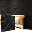 Art3d PVC 3D Wall Panel, Decorative Wall Tile in Black 12-Pack 19.7"x19.7"