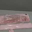 Wireless Keyboard and Mouse Combo, Magnetic Soft-Touch Wrist Rest, Round Keycaps, Full-Size Retro Typewriter Keyboard, 2-Stage Tilt Legs, Auto Sleep, 2.4GHz Cordless for Windows PC, Blush Pink Ombre