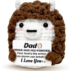 Valentines Day Birthday Dad Gifts from Daughter Son Wife for Dads Fathers Men Present, I Love You Dad Gift for Daddy Papa Bonus Step Father, Crochet Hedgehog Gift Ideas