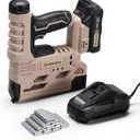 Cordless 2-in-1 Brad Nailer (Battery & Charger), 18GA Nails (5/8"-1-1/4") & Staples (5/8"-1"), 6-Level Depth Adjustment, LED Light, Safety Lock, 2000 Nails Included, 4.4Lbs Lightweight