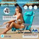 #WEJOY Beach Chair for Adults, Reclining Adjustable Position, Lay Flat Lightweight Folding Portable Aluminum Chair with Backpack Straps,Padded headrest, Heavy Duty 400 lbs Lawn Chair for Beach, Sand