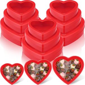 Wesiti 9 Pcs Small Heart Shaped Boxes with Window Valentine's Day Gift Boxes Plastic Heart Container Storage Holder for DIY Projects Presents Candy Snake Jewelry, 3 Size