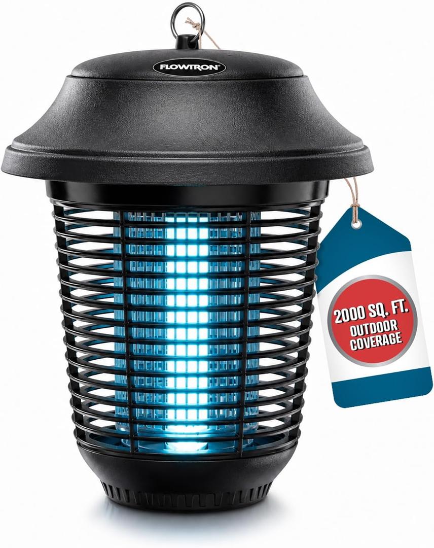 Flowtron Outdoor Bug Zapper | 3000 Volt Electric Insect Killer with 2000 Sq Ft Coverage | Non-Clogging Shock Grid | Kills Mosquitoes Flies & Flying Insects | Patio Deck Yard | UL Certified
