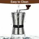 Ceramic Burr Manual Coffee Grinder with 8 Adjustable Coarseness Settings for Cold Brew Espresso Beans French Press Pour Over Drip Stainless Steel Hand Crank Coffee Mill for Home use or Travel Camping