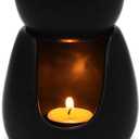WD&CD Ceramic Tea Light Candle Holder Essential Oil Burner Tealight Aroma Diffuser Furnace Ceramic Tealight Candle Holder Home Decoration Romantic Black