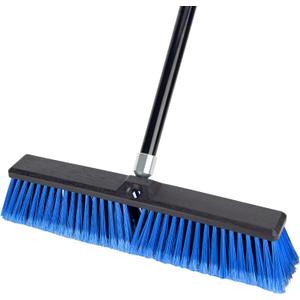 18 Inches Outdoor Push Broom Heavy Duty Shop Broom with 63" Long Handle for Deck Driveway Garage Yard Patio Concrete Floor Cleaning(Blue)