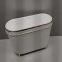 Supteron Bathroom Trash Can with Lid 3.2 Gallon Narrow Trash Can Small Plastic Trash Bin 12 Liter Rectangular Plastic Garbage Can with Press Type Lid for Bedroom Bathroom Milk White