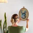 AEHIE Vintage Easter Chinoiserie Egg Oval Wall Art Decor, Blue and White Egg Canvas Artwork Framed, Farmhouse Chinoiserie Floral Easter Picture Oval Wall Art for Home Bedroom Living Room Decor, 11x8.5