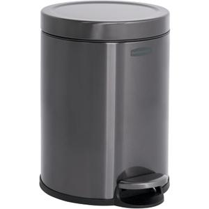Rubbermaid Stainless Steel Round Step-On Trash Can, 1.6-Gallon, Charcoal, Wastebasket with Lid for Home/Bathroom/Kitchen/Office