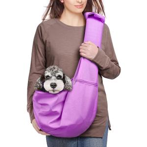 Dog Cat Sling Carrier Adjustable Padded Shoulder Strap with Large Zipper Pocket & Mesh Pocket for Outdoor Travel