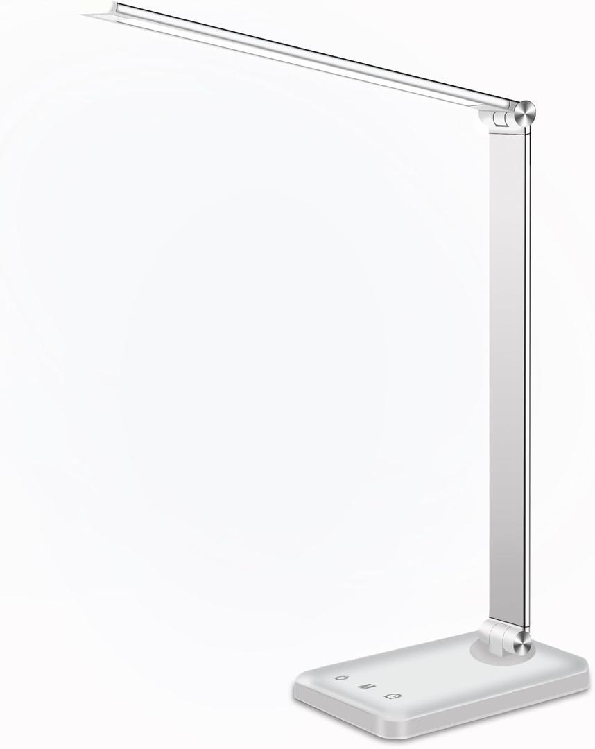 AFROG Multifunctional LED Desk Lamp with USB Charging Port, 5 Lighting Modes,5 Brightness Levels, Sensitive Control, 30/60 min Auto Timer, Eye-Caring Office Lamp，8W，5000K