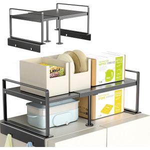 Top of Fridge Storage Organizer,Refrigerator Storage, Adjustable 20.8"-36.6", L-Shaped Anti-Slip Design,Space Saver for Wine Fridge/Microwave Oven, Kitchen, Laundry, Dorm (Fits Most Appliances), top shelf20.8"-36.6"