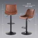 Bar Stools Set of 1,Swivel Counter Height Bar Stools, Adjustable PU Leather Bar Chairs with Back and Footrest, Modern Armless Counter Stools, Island Chairs for Bar Kitchen, Brown
