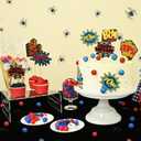 12 Pcs Spider Cake Toppers, Spider Theme Cupcake Decorations Glitter Red Black Blue Spider Pattern Birthday Party Supplies, Spider Web Birthday Decorations for Boys, Men, Baby Shower