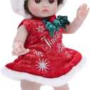 Baby Dolls, 18 Inch Realistic Reborn Full Vinyl Baby Doll with Brown Curly Hair, Hand-Painted Freckles & Cozy Red Outfit for Girls Ages 3+, Pretend Play, Display & Collection