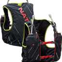 Nathan Pinnacle Race Vest 4L Running Vest with Water Bottle, with Two 20 oz Hydration Soft Flasks, Water-Resistant Pockets, Lightweight & Moisture Wicking (Medium, Black / Hibiscus)