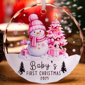 Baby Girl First Christmas Ornament 2025  Babys First Christmas Glass Ornament, 2025 Newborn Keepsake Holiday Decoration