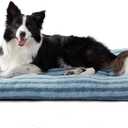 FURTIME Washable Dog Bed Large Sized Dogs, Deluxe Dog Crate Beds Comfy Fluffy Kennel Pad Anti-Slip Pet Sleeping Mat, Machine Washable Dogs Pillow, 35"x23"x3.5", Blue