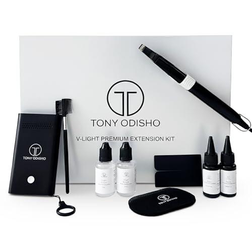 TONY ODISHO UV V-Light Hair Extensions Kit – Professional Machine & Lamp with Clear & Black Adhesives, Bonding Tools, Removal Solutions & Removal Tool, Hair Shield & Tools & Complete Installation Set. 