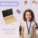 Wooden Pretend Play Home Office Set for Kids,10Pcs Office Playset with Wooden Toy Laptop & Phone,Toddlers Beverage Cup for Preschool Kid Ages 3+ Years
