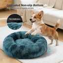 NOYAL Calming Donut Dog Bed for Small to Medium Dogs & Cats - Plush Faux Fur Anti-Anxiety Pet Bed with Machine Washable Cover & Non-Slip Base