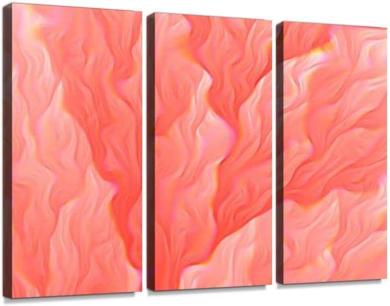 blaverr coral living fractal abstract background prism glitch effect color of - Canvas Wall Art - Modern Office Decoration Painting Artwork for Living Room Bedroom - 3 Panels (Black)