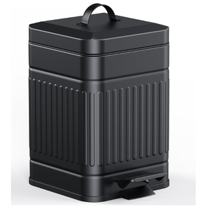 CEROELDA Small Trash Can with Lid5L/1.3 Gal,Stainless Steel Outdoor Dog Poop Garbage CanFarmhouse Retro Metal Waste Bin w/Step Pedal for Bathroom Bedroom OfficeSoft CloseBlack