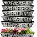 6 Pack 30 Inch Window Boxes Planter for Outdoor Plants Deck Railing Planters Box with Adjustable Brackets for Porch Fence Balcony Hanging Flower Baskets with Non-Woven Fabric Liner for Garden Dcor