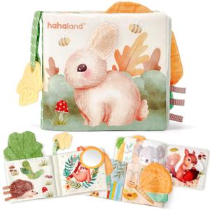 hahaland Baby Books 0-6 Months, Tummy Time Sensory Toys 6 to 12 Month Touch Feel Textured Crinkle Book Baby Shower Birthday Gifts for Boys Girl 0 3 6 9 12 Month Travel Toys