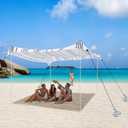 Beach Tent, Beach Canopy Sun Shade UPF 50+, Portable 1010 FT Camping Sun Shelter with Sandbags, Poles, Ground Pegs and Anti-Wind Ropes Easy Setup for Outdoor, Backyard, Picnics, Fishing