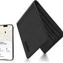 Wallet for Men, Built-in Bluetooth Tracker with Apple Find My (iOS Only), RFID Blocking Bifold Mens Air Tag Wallet with GPS Tracker, Rechargeable Wallets Finder, Gift for Him, Carbon Black