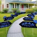 Landical 8 Pack 2026 Graduation Party This Way Yard Sign Arrow 17 x 6 Inch Double Sided Printed Directional Yard Sign with Stakes Black Graduate Party for Outdoor Graduation Supply(Blue)