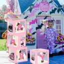 Halloween Decorations Balloons Boxes,4 Pcs Little Boo Baby Balloon Boxes with 4 Light Pink Girl Cardboard Boxes Halloween Baby Shower Party Decorations