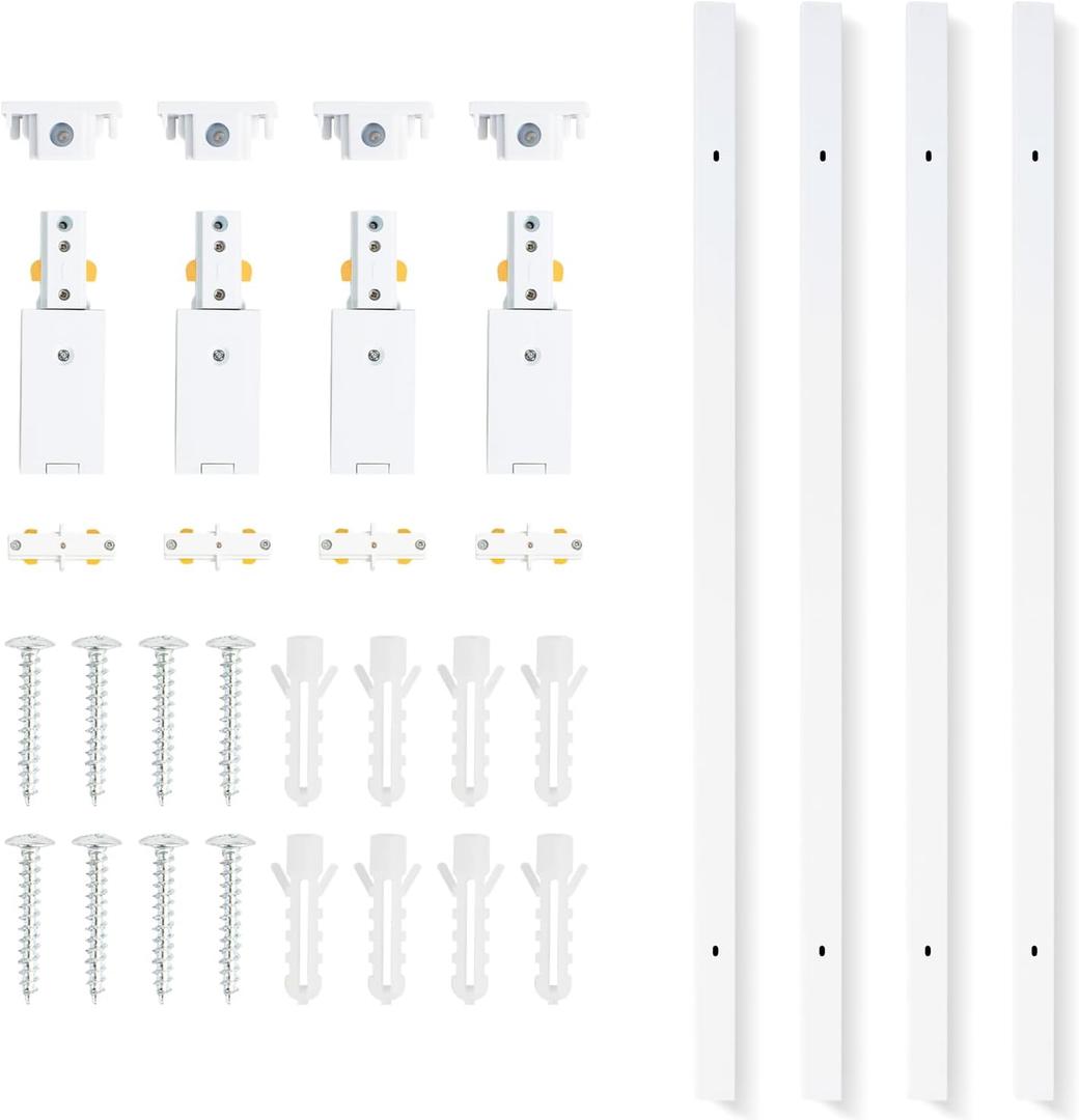 VANoopee H Track Lighting Rails Kit, 13FT H Type Track Rails White with End Caps and Live End Feed Connector, Compatible with Single Circuit 120V H Style Track System, for H LED Track Lighting Heads