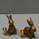 Gold Animal Candle Holders - Bear Set of 2 Vintage Rustic Pedestal Candlesticks, Easter Decorations, Centerpieces for Fireplace Mantle & Dining Table