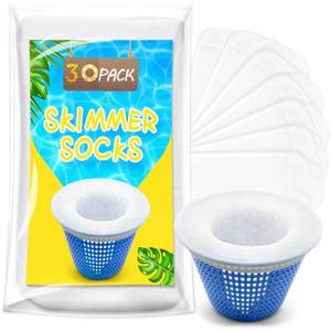 30 Pack Pool Skimmer Filter Socks for Inground Pool Or Above Ground Pool Filter, Ultra Fine Mesh Screen Liner Skimmer Basket Sock Scum Sock Saver, Debris Leaves Catcher