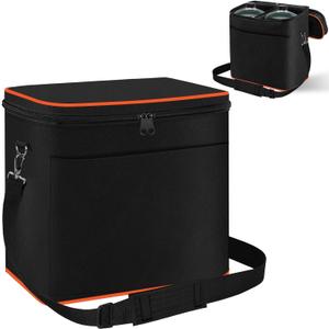 Mini 1LB Propane Tank Storage Bags with Padding, Adjustable Shoulder Strap, Small Camping Fuel Cylinder Carry Bag for 2-Pack Propane Tanks 16 OZ, Refillable Small Propane Gas Canister Bottle Case (Black)