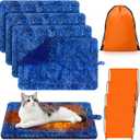 Riakrum 4 Pack Self Warming Cat Bed Mats Leopard Print Cat Dog Thermal Blanket Double Sided Self Heating Pet Pad with Storage Bags for Pet Winter Outdoor Indoor Supplies, Non Electric(L)