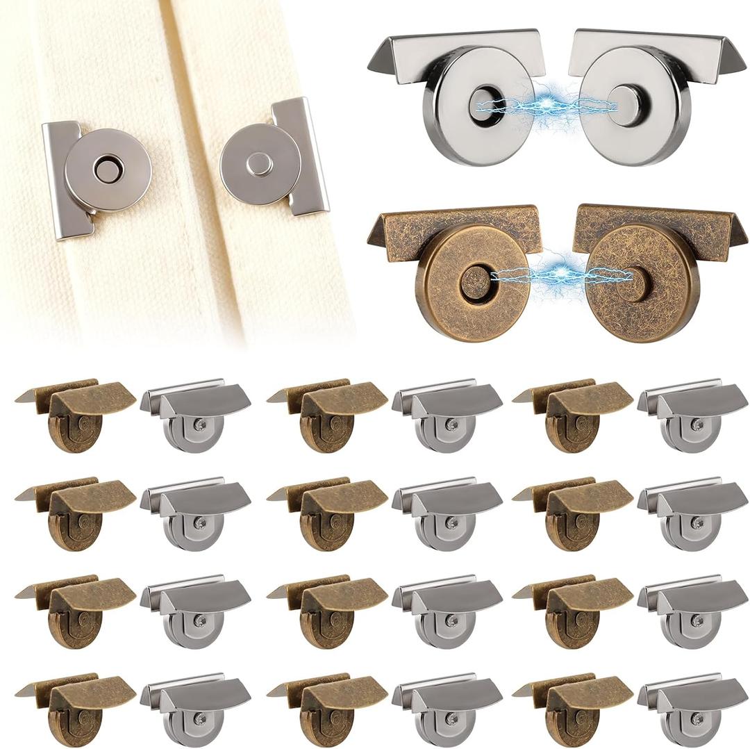 24 Sets Magnetic Snaps Buttons, No-Sew Metal Magnetic Buttons Clasps Purse Closure, Suitable for Bags, Clothing, Crafts, DIY Accessories (Edition:B)