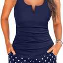 Tankini Two Piece with Shorts - Womens Tummy Control Swimsuit with Pockets Bathing Suit with V-Wire Boy Shorts Swimwear 2025 Size M