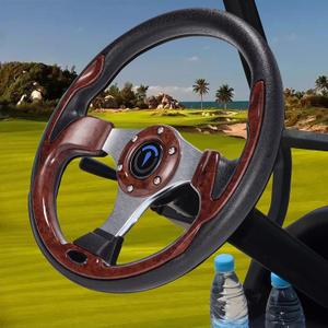 Universal Golf Cart Steering Wheel For Club Car,EZGO,Yamaha,Star Car and Other Brands Golf Carts and Boats as well.Adapter Sold Seperately. (Steering Wheel - Wooden Grain)