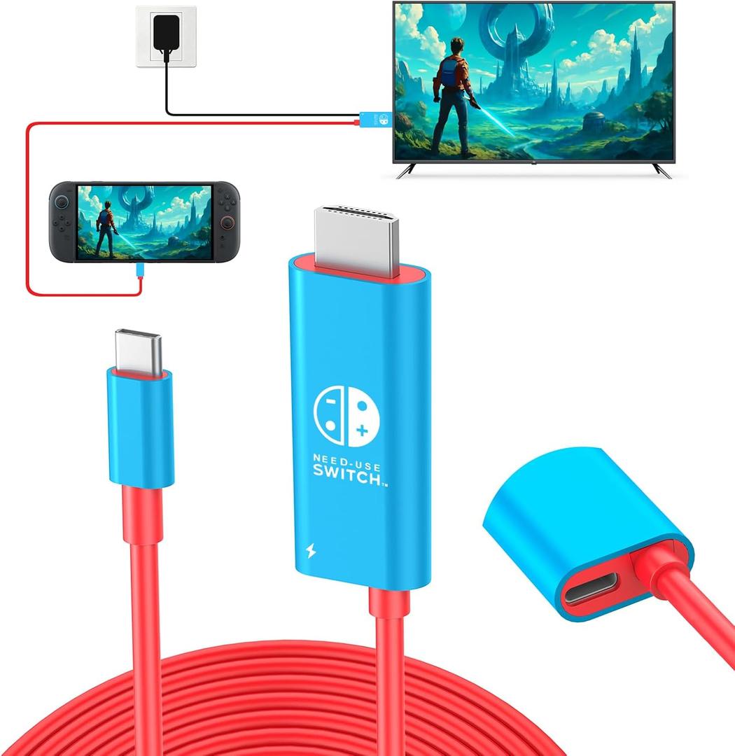 Switch 2 Dock Station HDMI Cable Adapter 4K@60Hz 18Gbps 6.7ft PD 100W USB C to HDMI 2.0 Converter, Portable &Travel TV Connector Cord Compatible with Nintendo Switch 2/OLED/Nintendo Switch-Blue