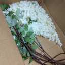 4pcs 47.2-inch Artificial Fake Wisteria Hanging Flower Garland Silk Flower String Home Party Decoration White Blue Pink Purple (White)