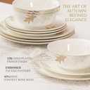 FHGNYSM Artistic Bone China Dinnerware Set with Gold Trim, Crafted with Traditional Chinese Artistry, Glazed Inner Patterns, Service for 4 – Maple Leaf Collection