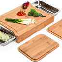 Prosumer's Choice Bamboo Cutting Board - Chopping Boards Wood -Organic Bamboo Cutting Board with Tray - Chopping Boards with Stainless Steel Juice Catcher -16" x 12" x 3"
