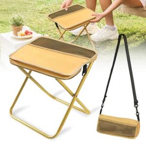 hoehew Portable Stool for Mountaineering and Hiking, 2025 New Lightweight Foldable Stool with Carrying Bag, Outdoor Footstool for Picnic Hiking Fishing (Khaki, Large)