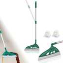 Magic Air Broom Household Silicone Broom, Multifunction Floor Squeegee with 2 Heads - Brush and Scrape, Magic Sweeper with Extra-Long Adjustable Aluminum Handle for Floor, Glass, Tile (Green)