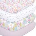 Little Grape Land Crib Sheets Baby Toddler Sheets 4 Pack Fitted for Boys Girls, Standard Size 28x52 Crib Mattress, Super Soft Breathable Washable Microfiber (Floral/Blossom/Dots/Blush Pink)